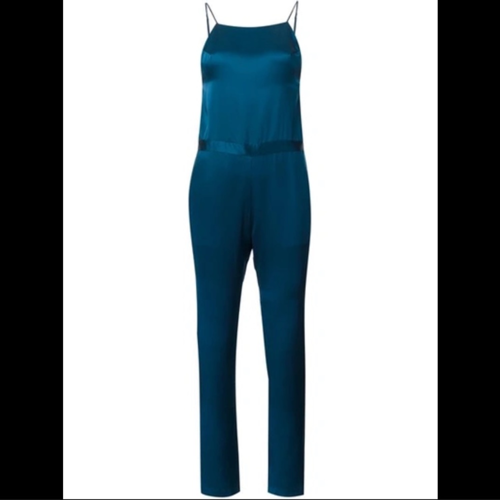 Fleur Du Mal Lounge Silk Jumpsuit In Teal Never Worn